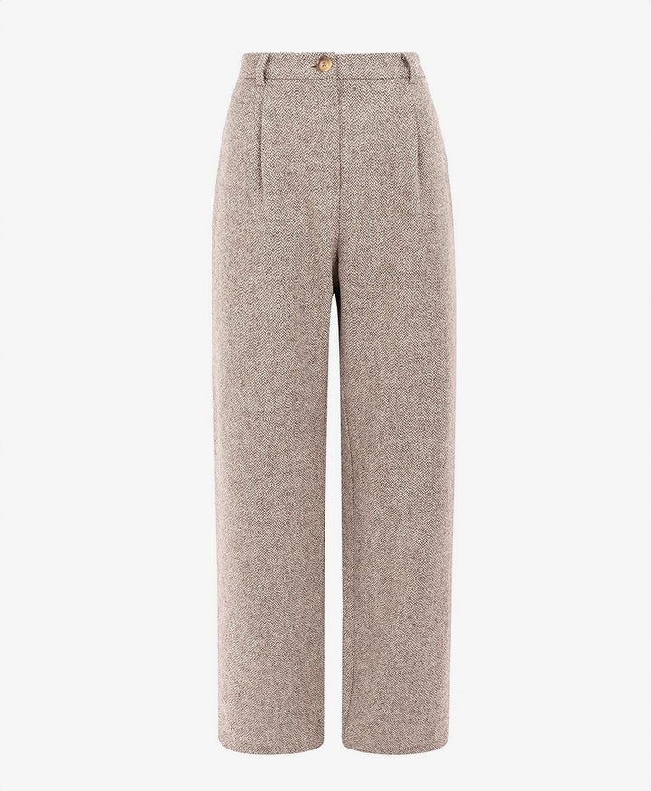 Hose aus Wolle Zoe - Herringbone Beige