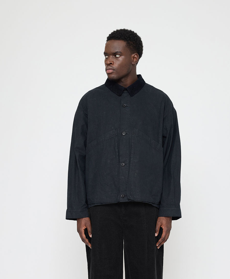 Hemdjacke Signature Panel Pockets Shirt Jacket Waxed Edition - Navy Black