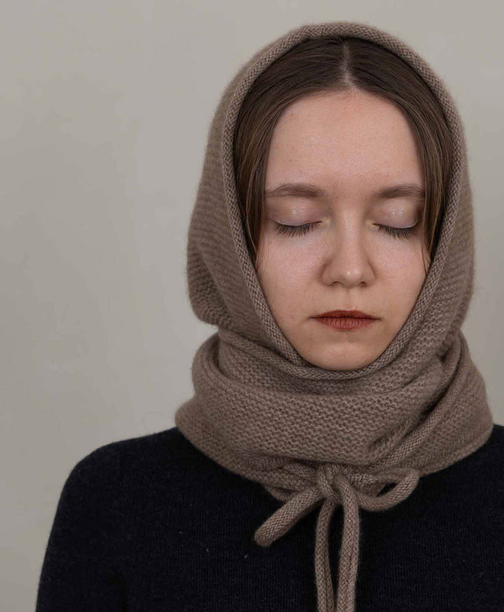 Kapuzenschal Eden aus Kaschmir - Taupe