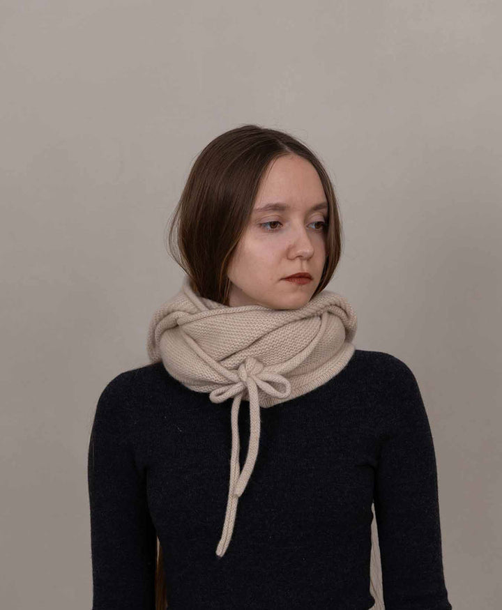 Kapuzenschal Eden aus Kaschmir - Ivory