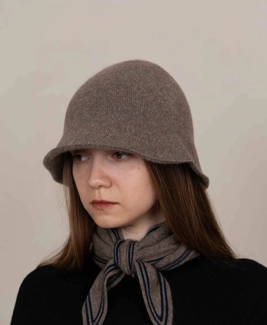 Bucket Hat aus Kaschmir - Dunkles Taupe