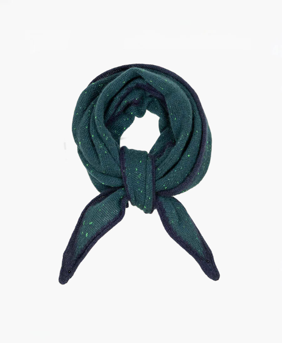Kleiner Gestrickter Schal / Foulard aus Kaschmir - Petrol / Blau