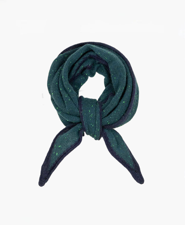 Kleiner Gestrickter Schal / Foulard aus Kaschmir - Petrol / Blau