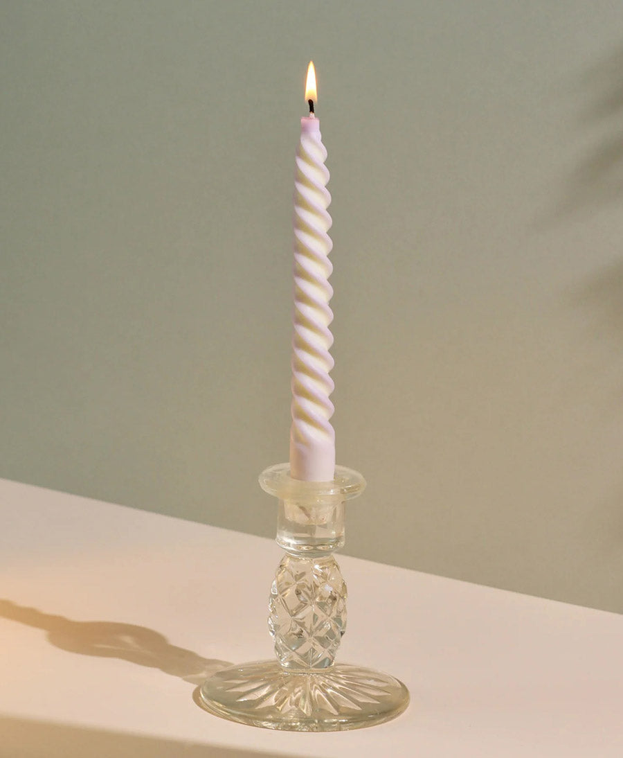 Spiral Stabkerze Zweifarbig - Creme / Flieder