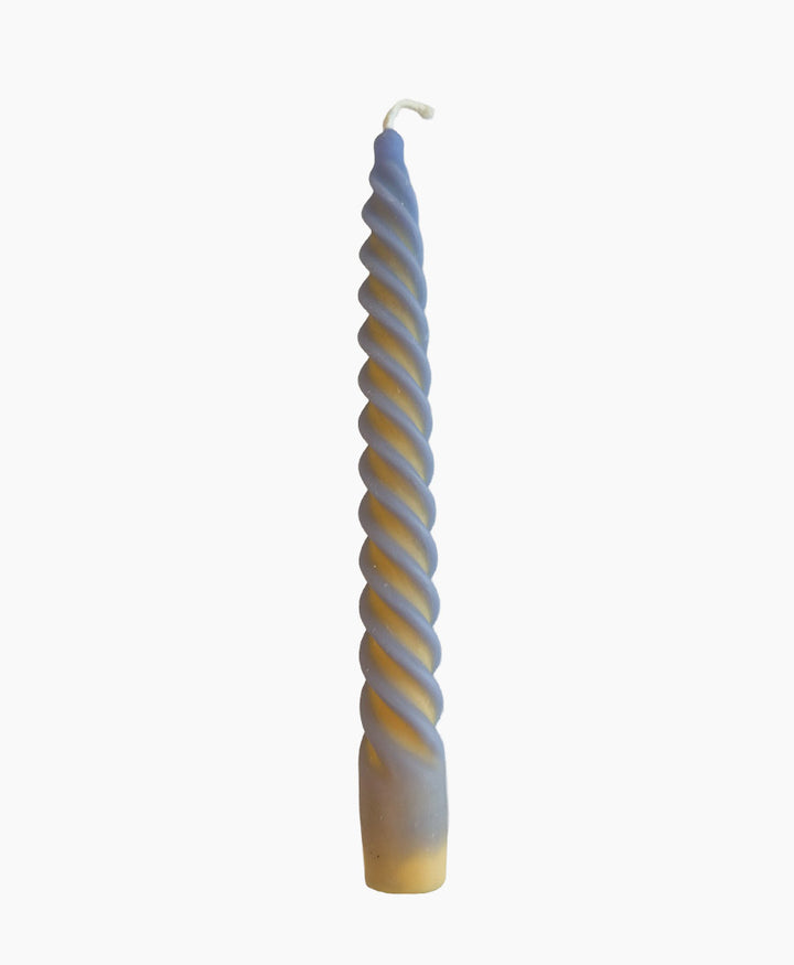 Spiral Stabkerze Zweifarbig - Lila / Hellgelb