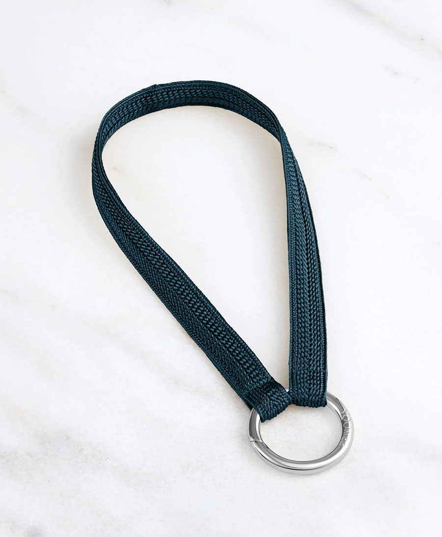Kurzes Schlüsselband mit silbrigem Karabiner - Petrol