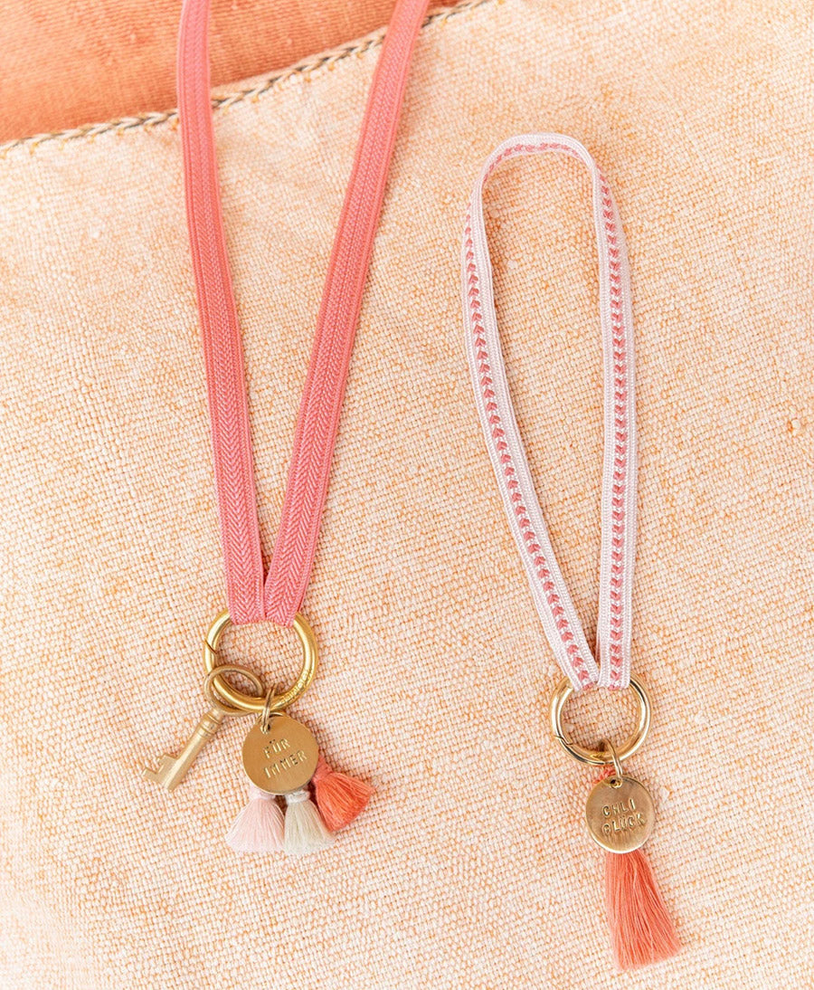 Schlüsselband vergoldeter Karabiner - Flamingo
