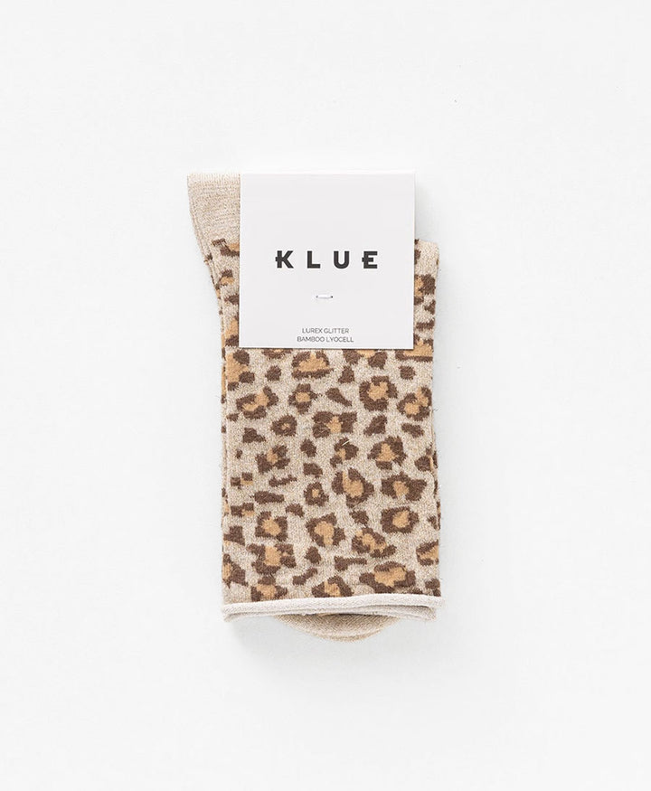 Glitzer Socken Lyocell - Leopard Beige