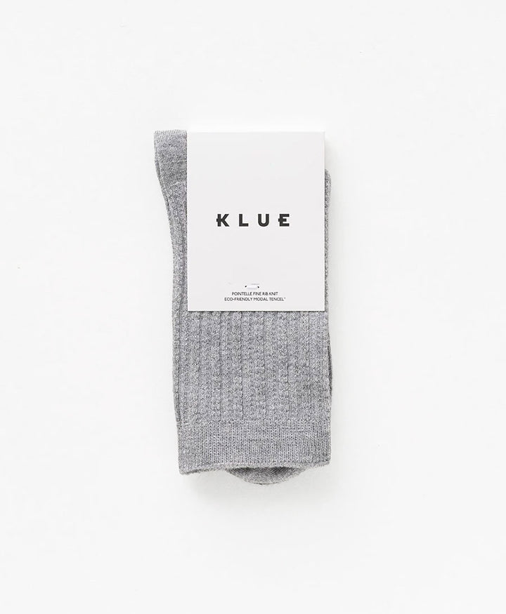 Pointelle Socken - gerippter Feinstrick - Hellgrau