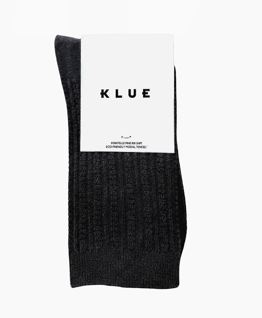 Pointelle Socken - gerippter Feinstrick - Schwarz