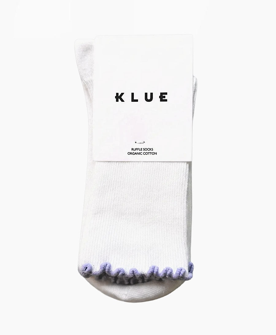 Rüschen Socken - Bio-Baumwolle - Weiss / Flieder