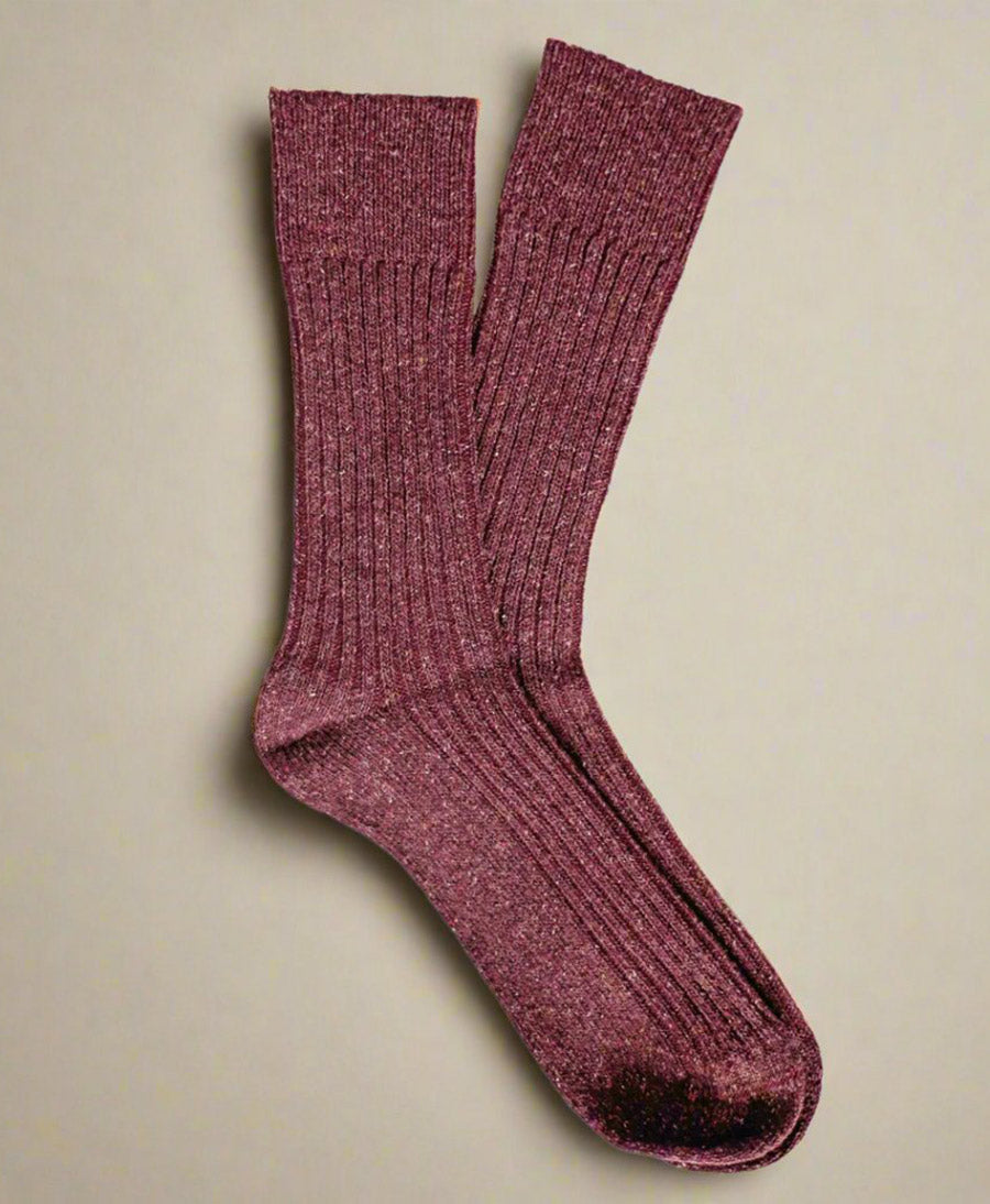 Socken Seide &amp; Wolle - Burgunderrot