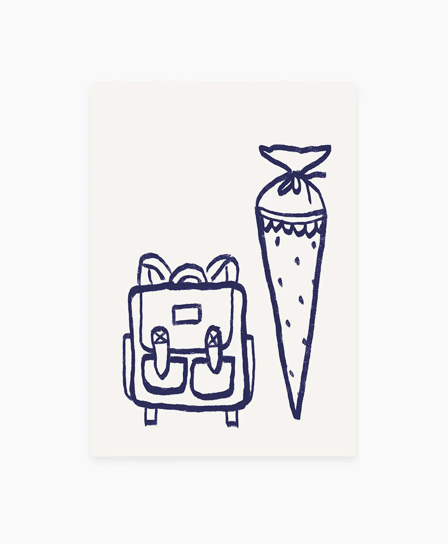Postkarte "Schulranzen &amp; Schultüte"