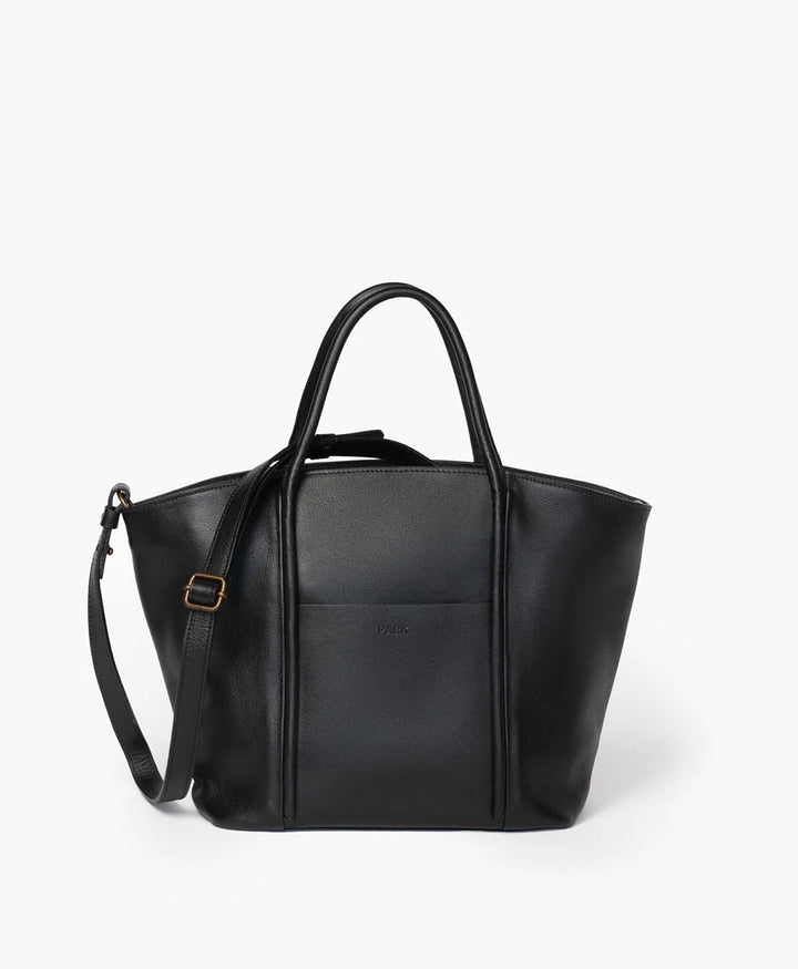 Umhängetasche mit Reissverschluss Zip Cord Tote aus Leder - Schwarz