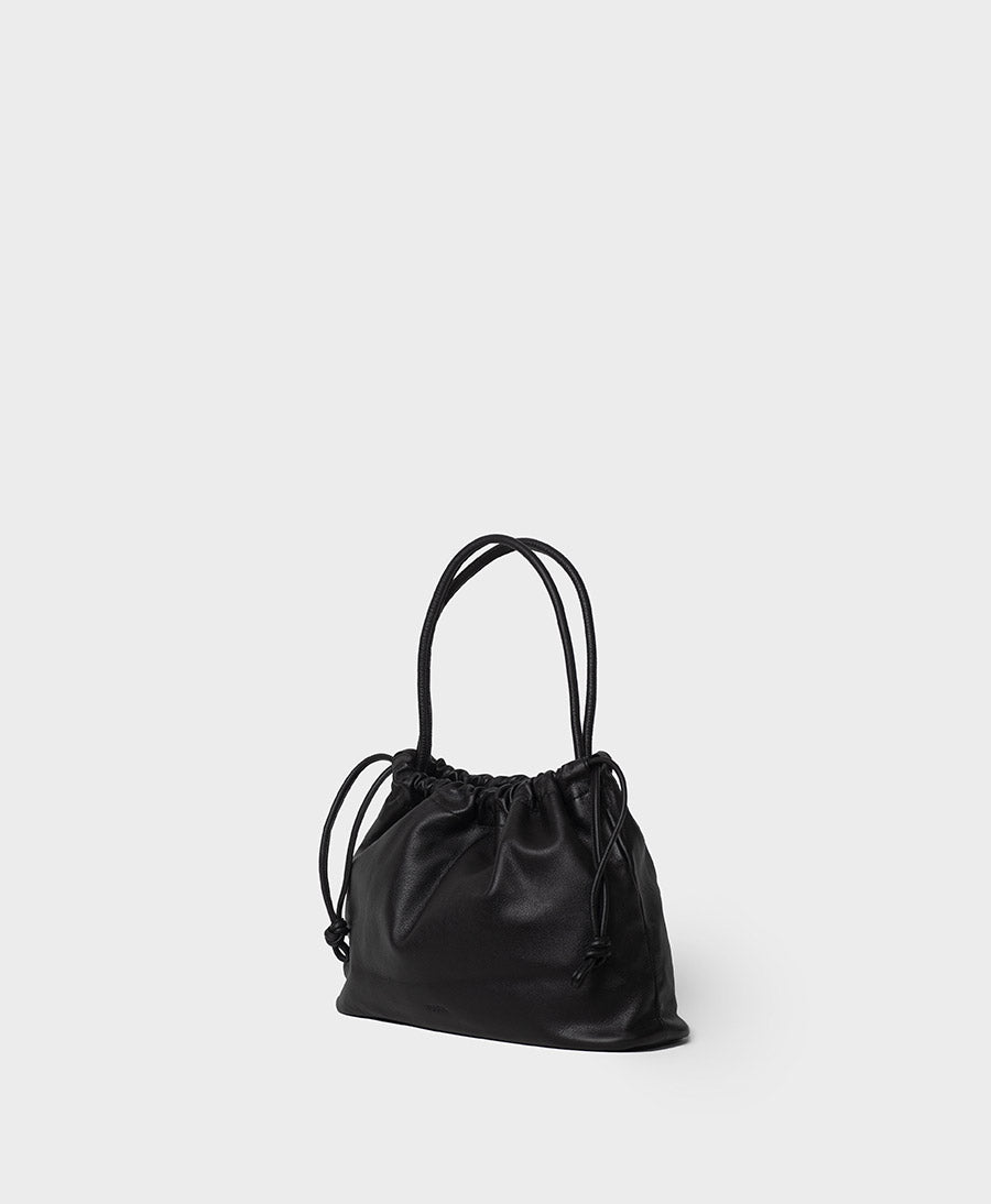Mittelgrosse Knot Bag aus weichem Leder - Schwarz