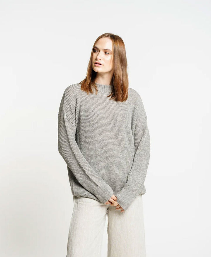 Leichter Strickpullover aus Alpakawolle &amp; Seide - Grau - LAUDE the Label - clomes