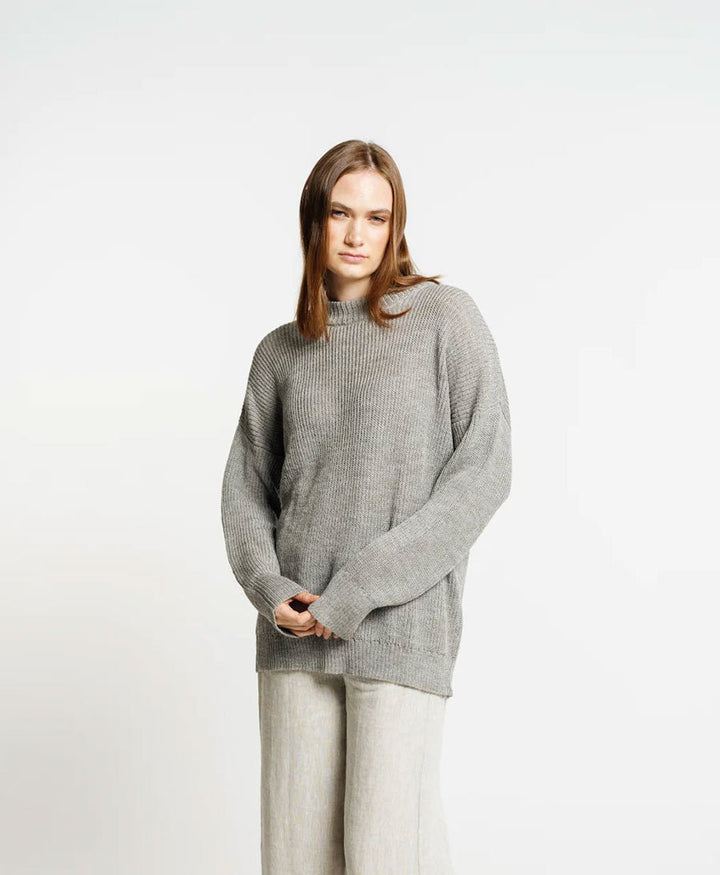 Leichter Strickpullover aus Alpakawolle &amp; Seide - Grau - LAUDE the Label - clomes