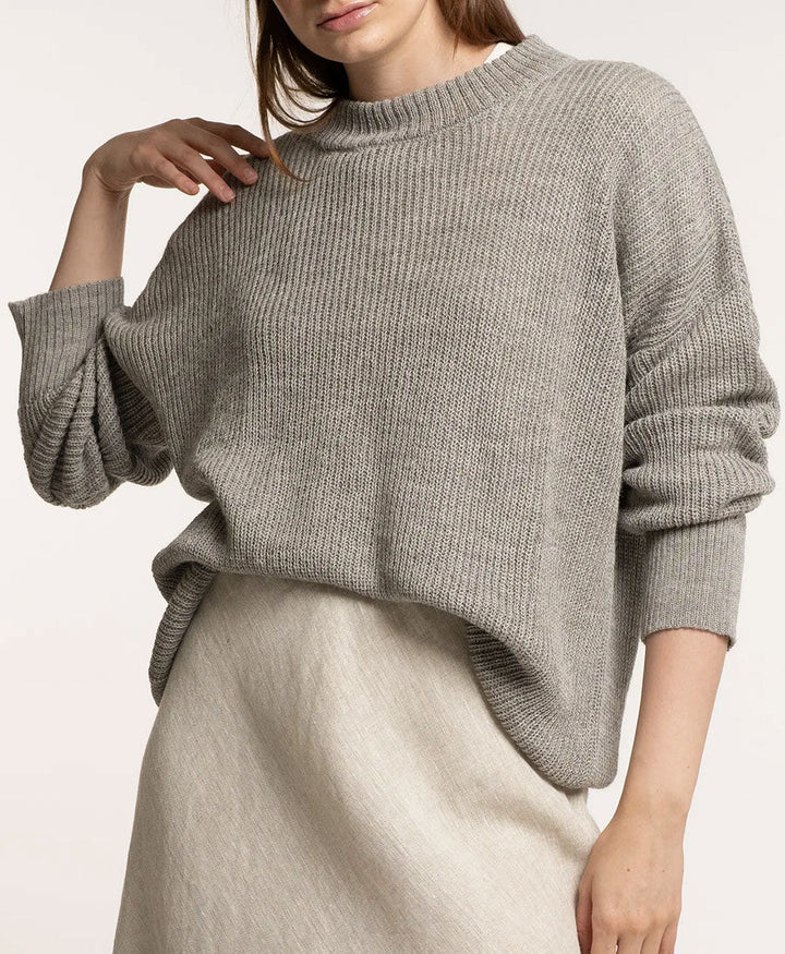 Leichter Strickpullover aus Alpakawolle &amp; Seide - Grau - LAUDE the Label - clomes