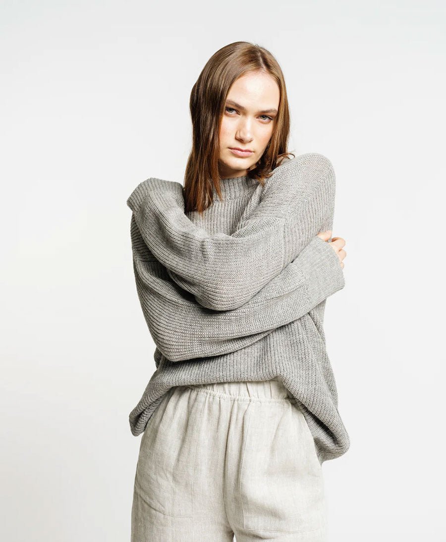 Leichter Strickpullover aus Alpakawolle &amp; Seide - Grau - LAUDE the Label - clomes