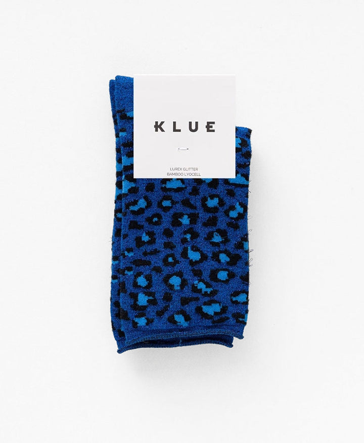 Glitzer Socken Lyocell - Leopard Blau