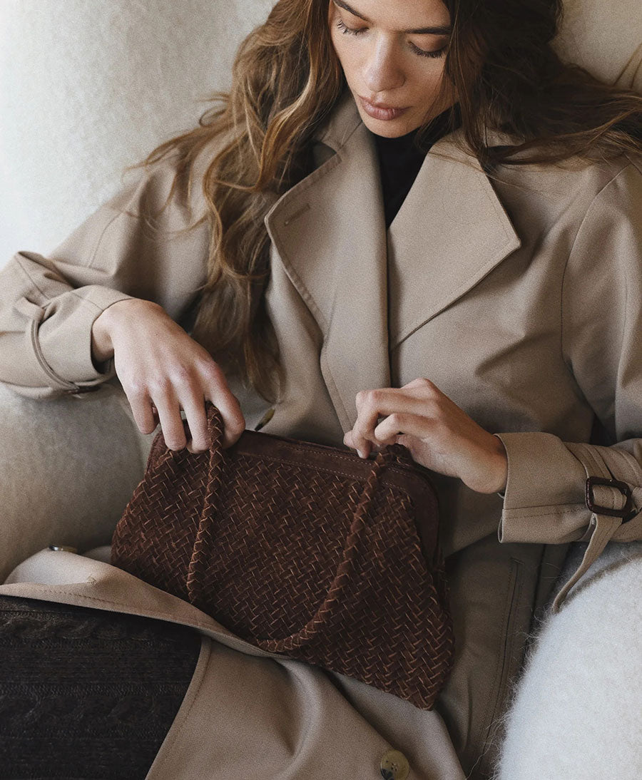Gewebte Ledertasche "LE SAC" Suede - Braun