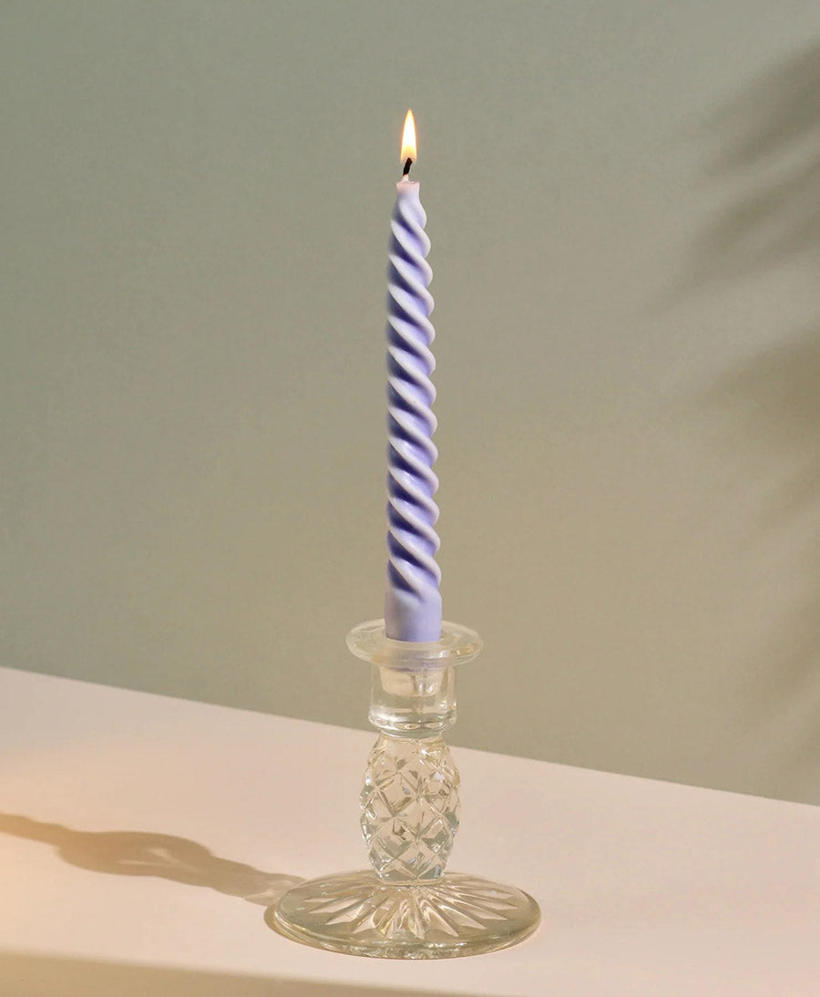 Spiral Stabkerze Zweifarbig - Lila / Taupe