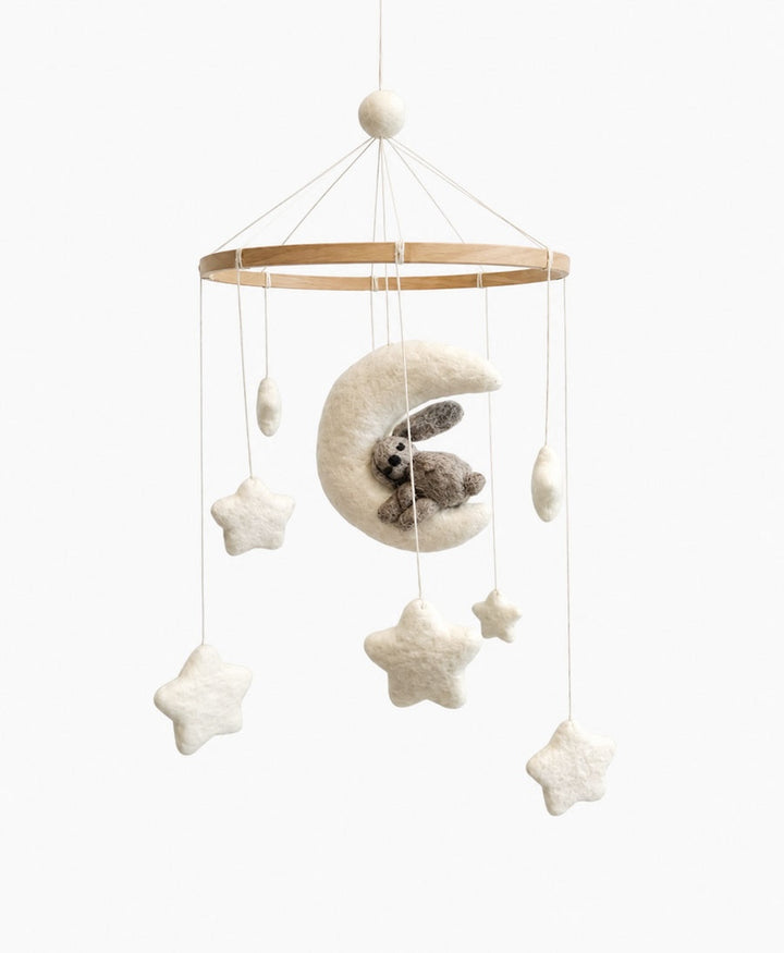 Baby Mobile aus Filz - Mond mit Hase