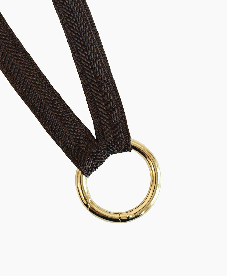 Schlüsselband vergoldeter Karabiner - Mocca