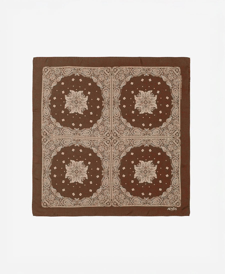 Seiden-Foulard "Minimal Bandana Silk Scarf" - Moka
