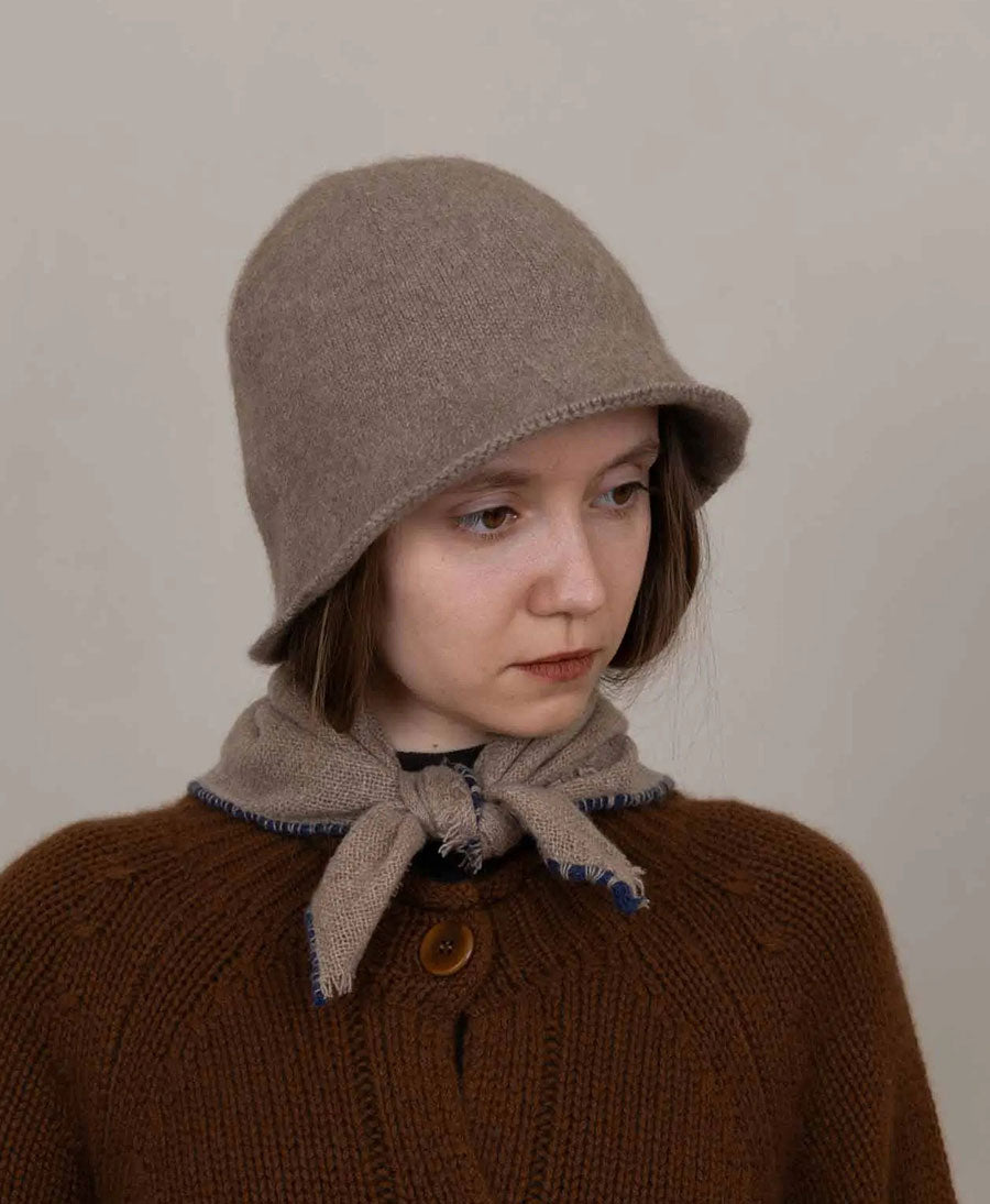Bucket Hat aus Kaschmir - Dunkles Taupe