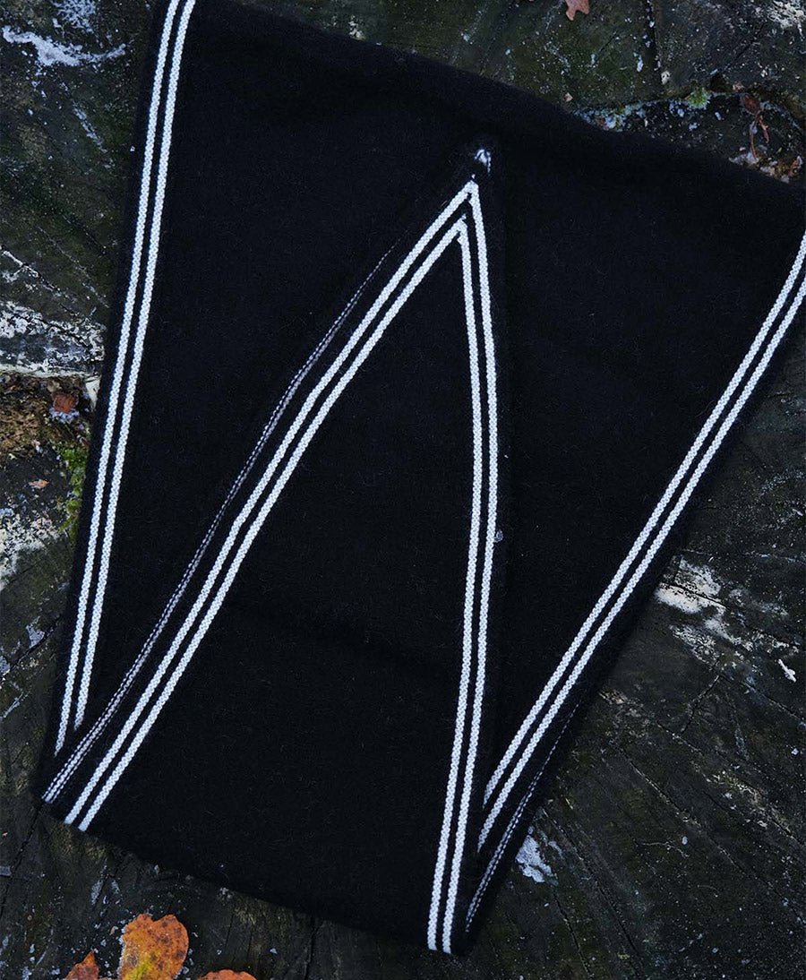 Kleiner Gestrickter Schal / Foulard aus Kaschmir - Schwarz / Weiss - Oats &amp; Rice - clomes