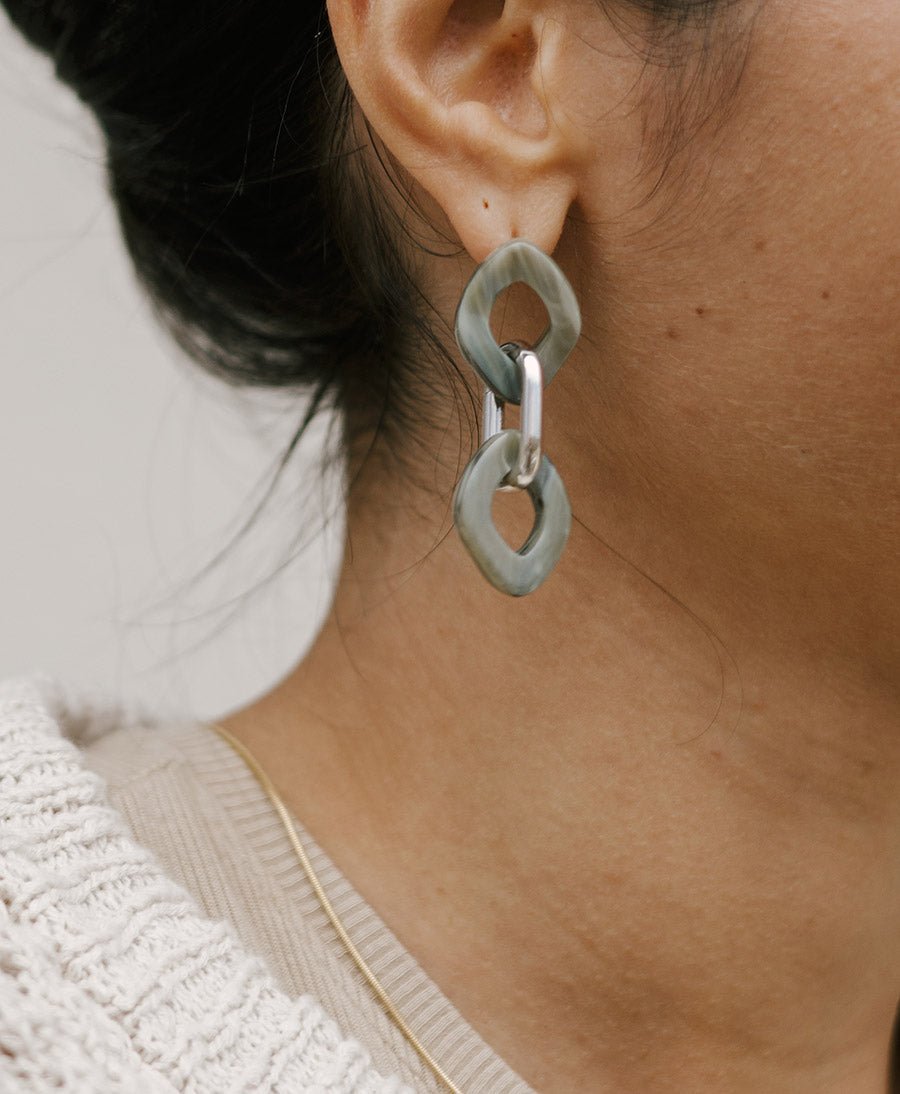 Ohrstecker EMILY - Sterling Silber &amp; Acetat - Salbei - Clomes - clomes