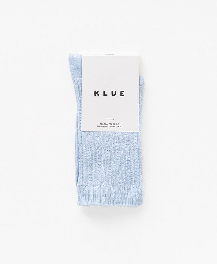 Pointelle Socken - gerippter Feinstrick - Hellblau