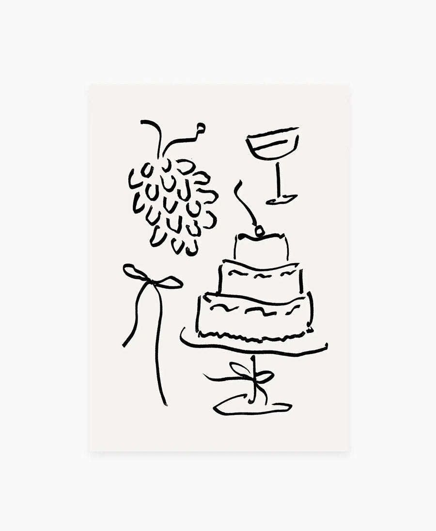 Postkarte "Trauben &amp; Torte"