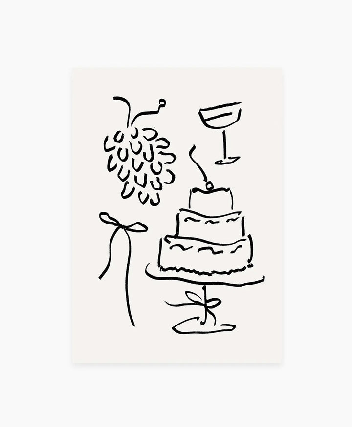 Postkarte "Trauben &amp; Torte"