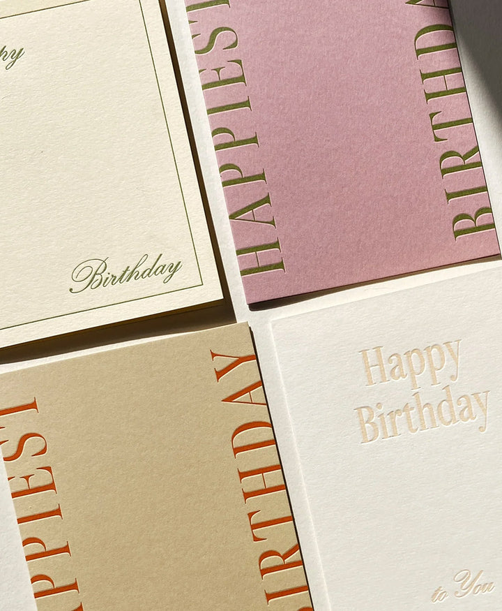 Geprägte Karte mit Couvert "HAPPY BIRTHDAY TO YOU" Natur