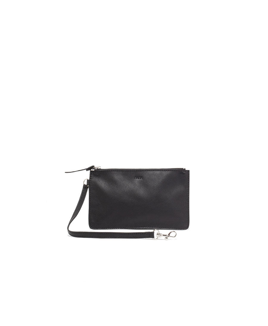 Quadratische Ledertasche Slouchy Bag - Schwarz - PARK - clomes