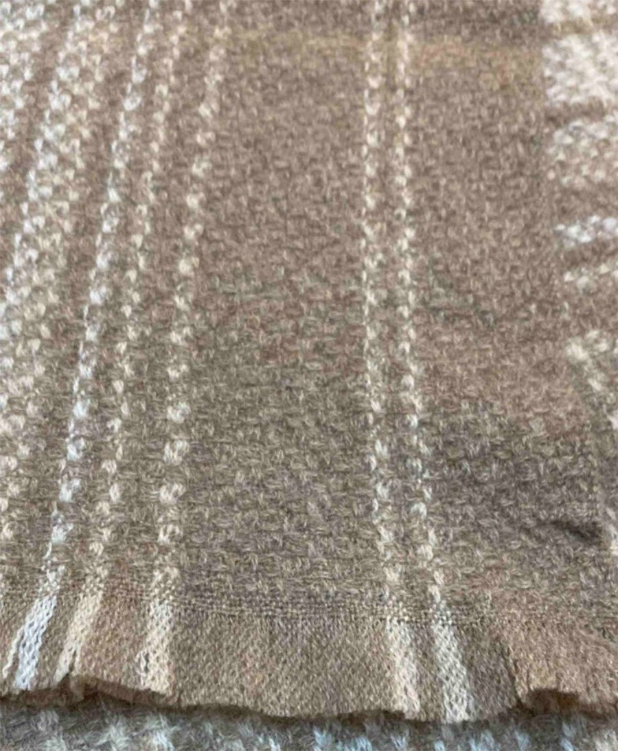Schal / Halstuch aus Kaschmir - Beige Weiss kariert - Oats &amp; Rice - clomes