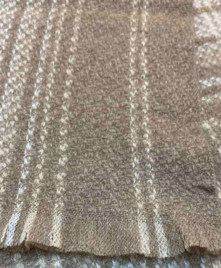 Schal / Halstuch aus Kaschmir - Beige Weiss kariert - Oats &amp; Rice - clomes