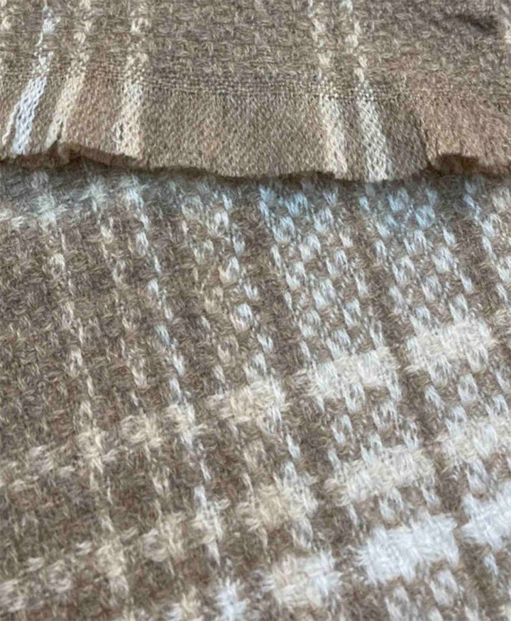 Schal / Halstuch aus Kaschmir - Beige Weiss kariert - Oats &amp; Rice - clomes