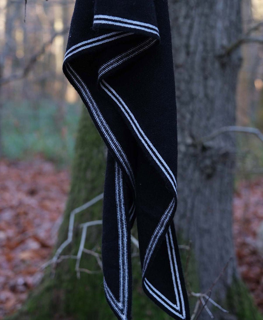 Kleiner Gestrickter Schal / Foulard aus Kaschmir - Schwarz / Weiss - Oats &amp; Rice - clomes