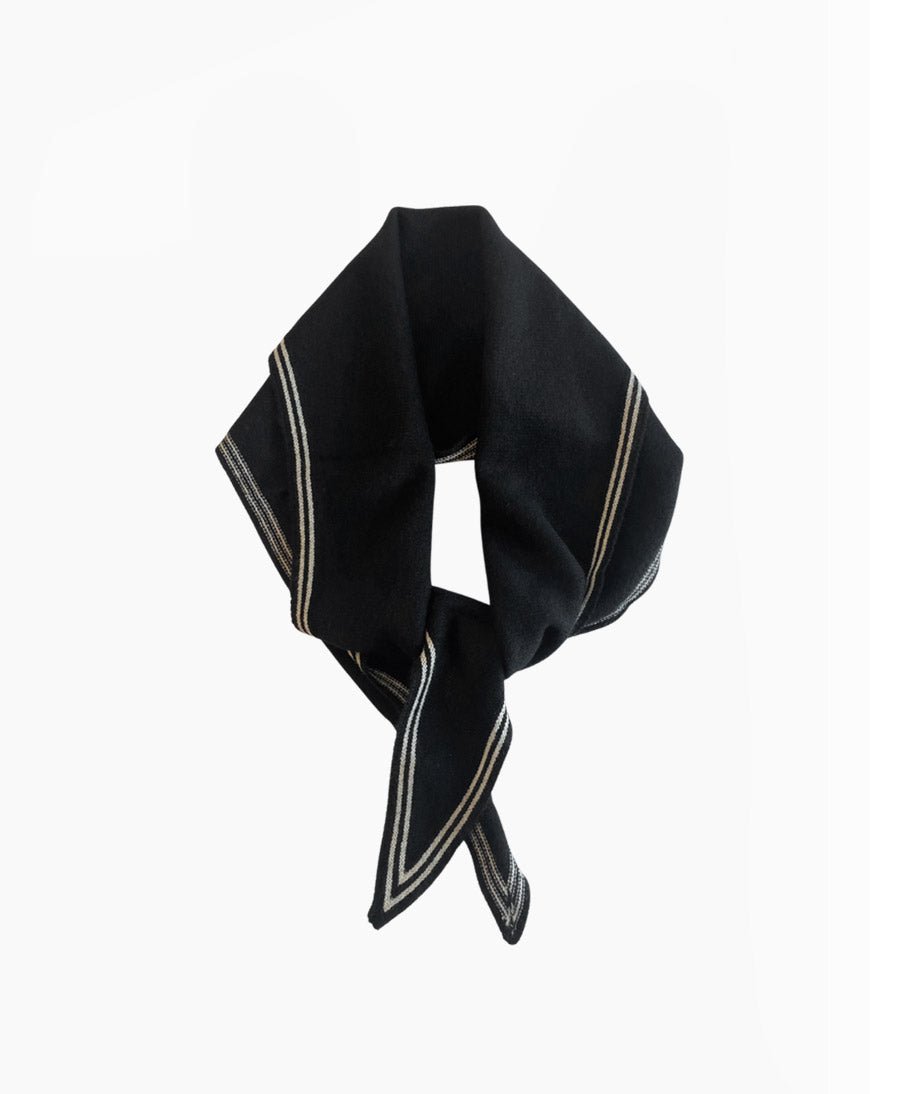 Kleiner Gestrickter Schal / Foulard aus Kaschmir - Schwarz / Weiss - Oats &amp; Rice - clomes