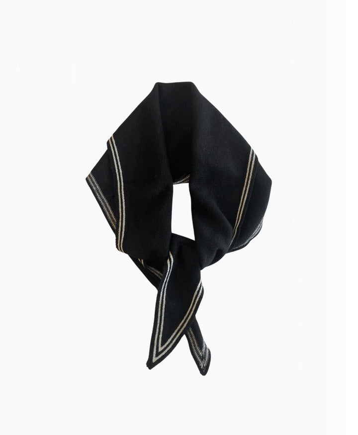 Kleiner Gestrickter Schal / Foulard aus Kaschmir - Schwarz / Weiss - Oats &amp; Rice - clomes