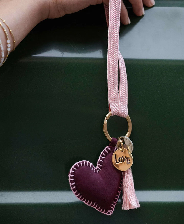 Kurzes Schlüsselband "Zahra Mini" mit vergoldetem Karabiner - Rose