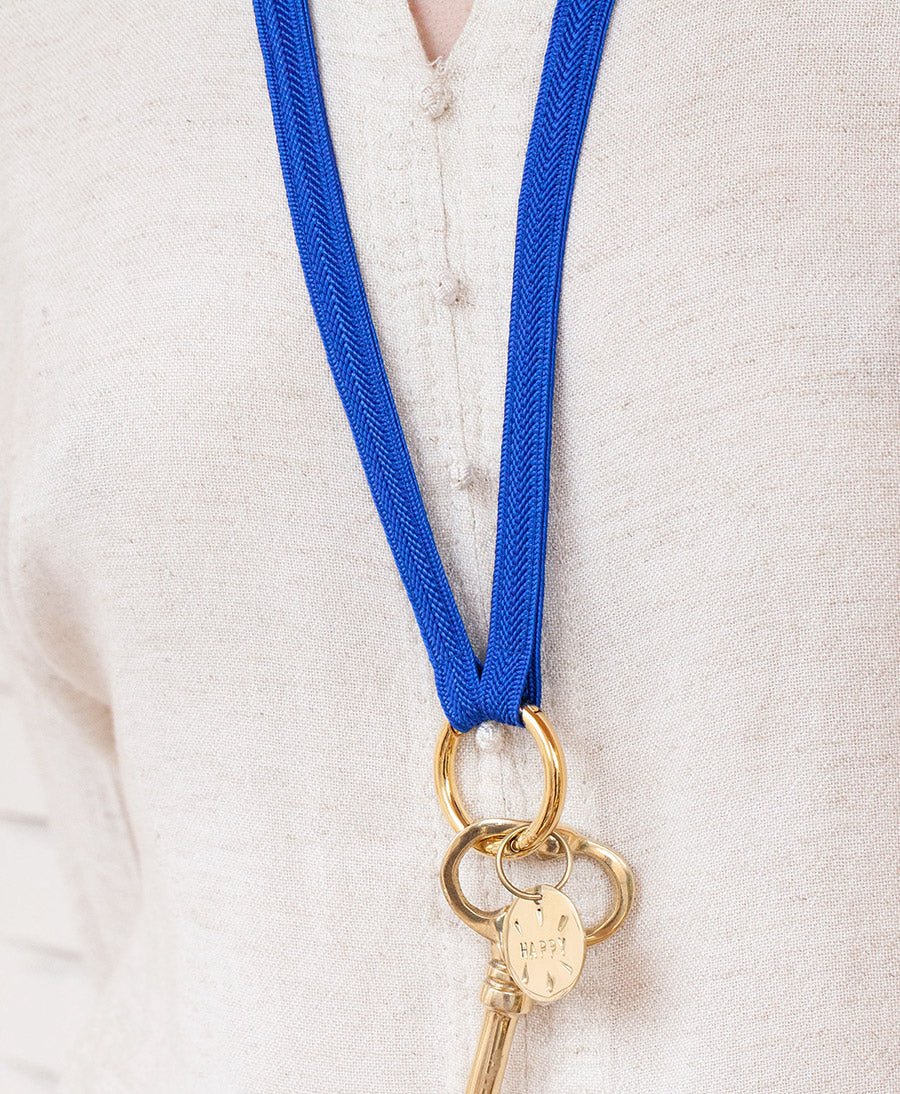 Schlüsselband vergoldeter Karabiner - Royal Blue - YOOMEE - clomes