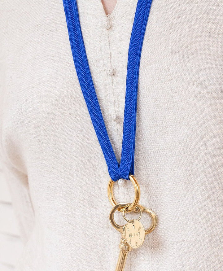 Schlüsselband vergoldeter Karabiner - Royal Blue - YOOMEE - clomes