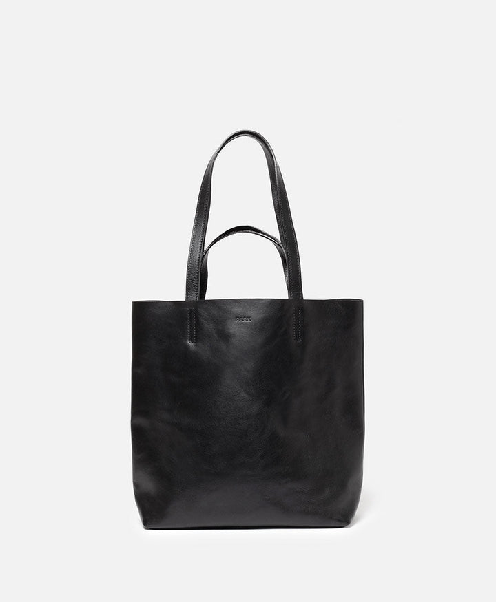 Schultertasche / Tragetasche SMALL Tote Bag aus schwarzem Leder - PARK - clomes