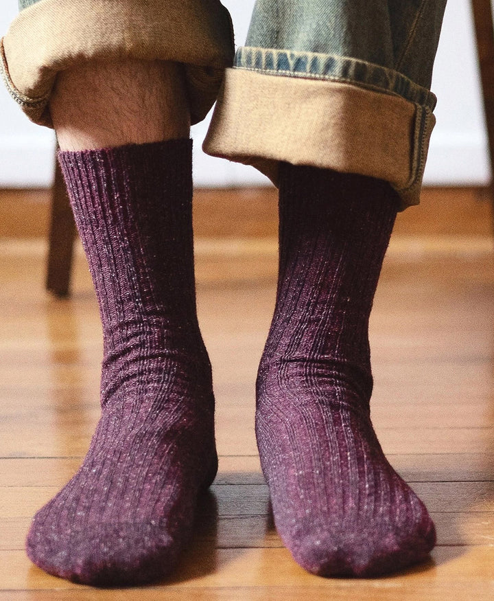 Socken Seide &amp; Wolle - Burgunderrot