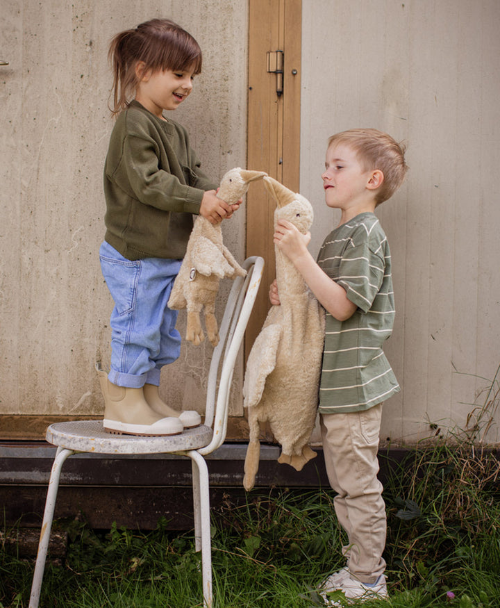 Gans (gross) Kuscheltier &amp; Wärmekissen - Beige