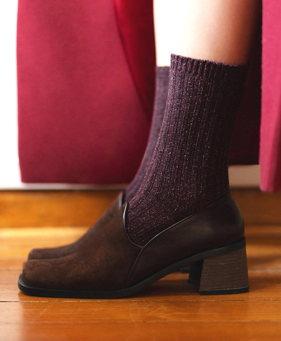 Socken Seide &amp; Wolle - Burgunderrot